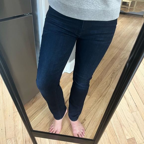 MOTHER Women's Straight Leg Jeans - Dark Blue - Picture 3 of 14